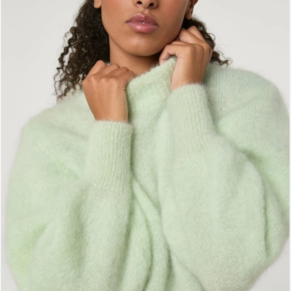 Rouje Mint Green Cowl Neck Sweater